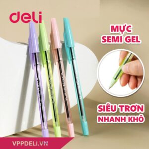 Bút bi đậy nắp 0.7mm màu xanh DELI EQ6C-BL