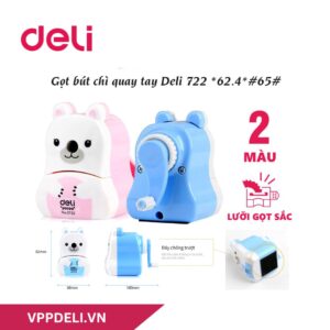 Gọt chì quay tay hình gấu Deli - Hồng/Xanh - 1 chiếc - 722