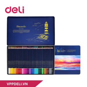 Bút chì màu gốc dầu hộp thiếc Deli EC122-36