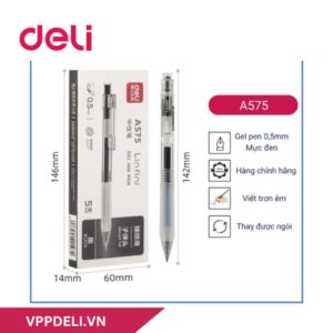 Bút Gel Bấm Deli WA575-Màu đen