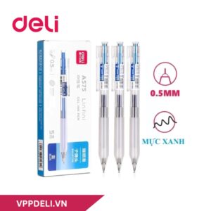 Bút Gel Bấm Deli WA575-Màu Xanh