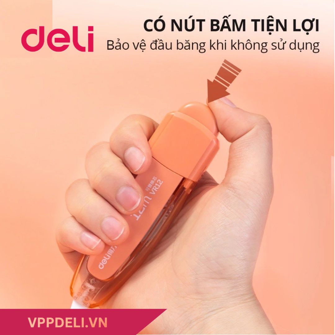 BÚT XÓA BĂNG CÓ NÚT BẤM 12M CAO CẤP DELI VR12