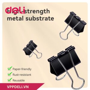 Kẹp giấy Deli EZ66 _15mm_hộp_màu đen