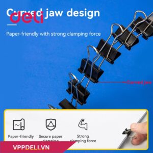Kẹp giấy Deli EZ66 _15mm_hộp_màu đen