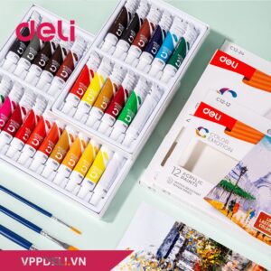 Màu Acrylic dạng tuýp 12ml Deli EC12-12- 12 màu
