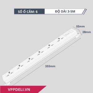 Ổ cắm điện deli 6 ổ dài