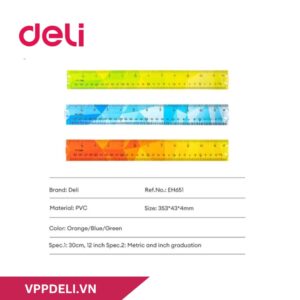 Thước kẻ dẻo đa màu 30cm Deli EH651
